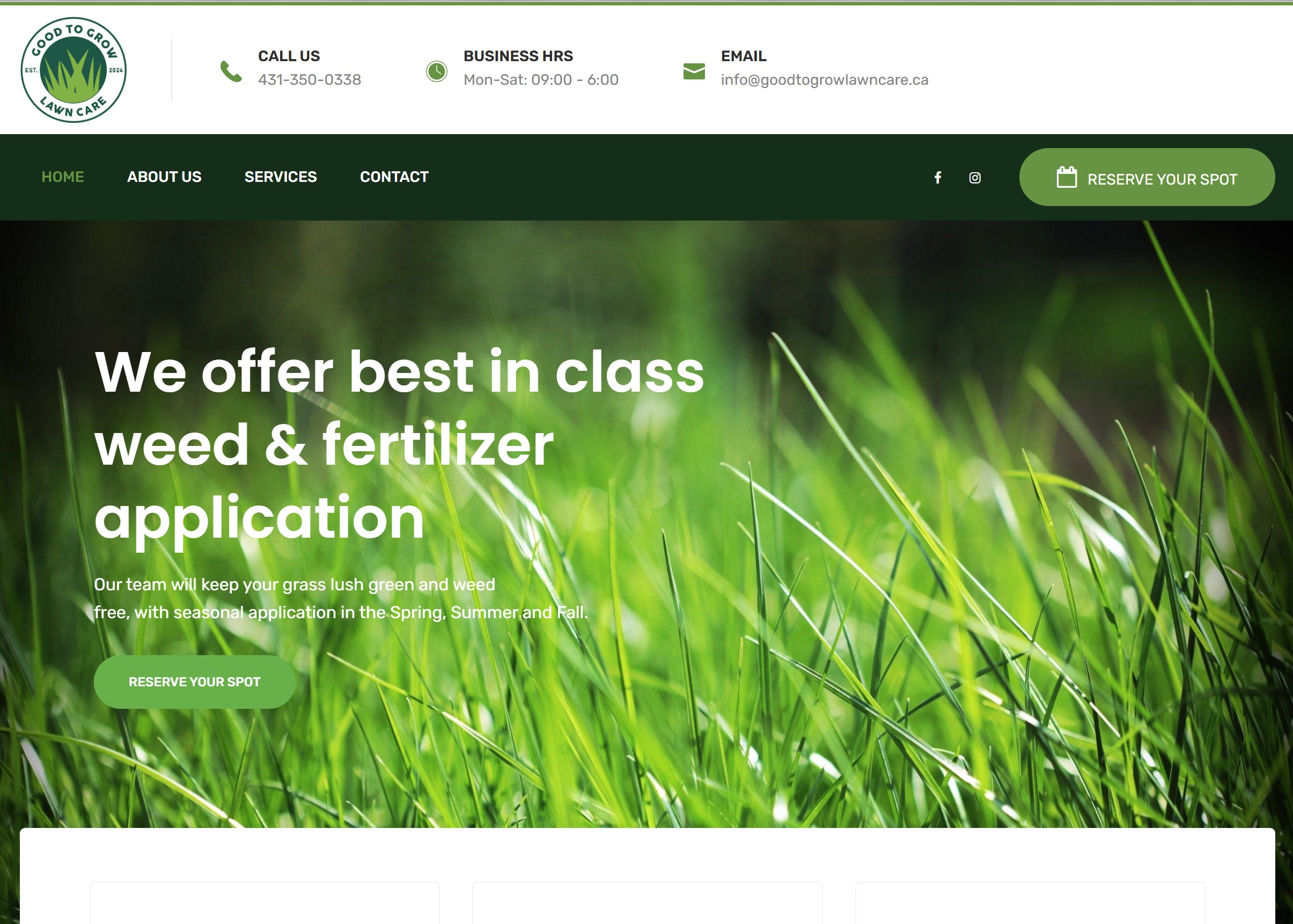 goodtogrowlawncare.ca website